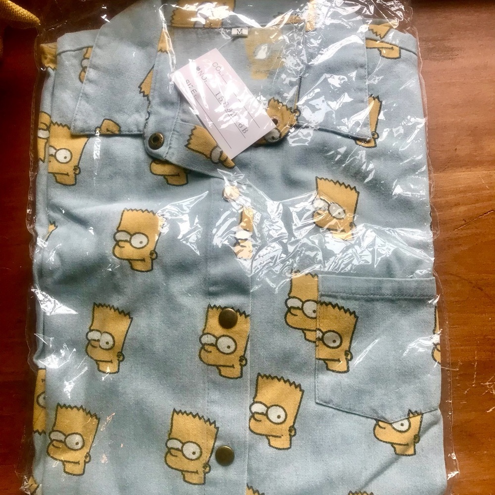 Brand New Button Down Collared Denim Bart Shirt
